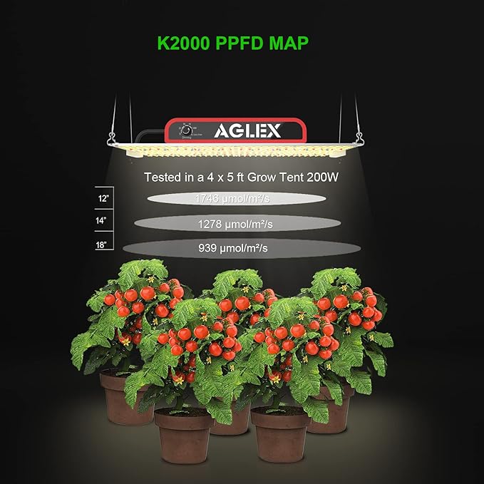 AGLEX 180W Full Spectrum LED Grow Light with UV &amp IR 528 LEDs Dimmable High PPFD 4x5 ft Coverage Daisy Chain for Indoor Plant Growing Seeding Starting Veg Flower- K2000