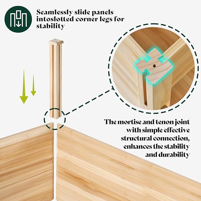 AMERLIFE 3-Tier Raised Garden Bed for Outdoor Gardening Fir Wood Planter Box with Dividers Tool-Free Assembly Garden Box Perfect for Vegetables Herbs and Flowers
