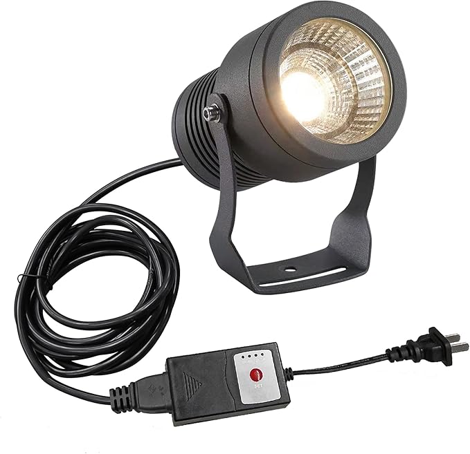 Kiven IP65 Waterproof LED Landscape Up Down Light LED Decorative Spotlight Lamp with Plug-in Cord and Timer for Indoor Outdoor Yard Step Statue (10W Cool White)