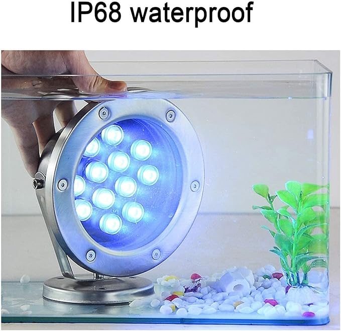 24V LED Landscape Spotlight - IP68 Waterproof Submersible Pool Light 12W Low Voltage Rotating Pond &amp Fountain Lighting Ideal for Underwater Use (Red)