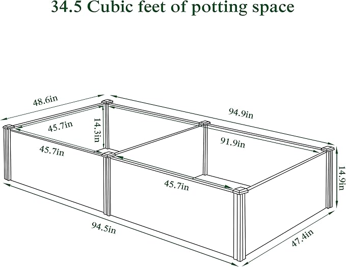 94''L x 47''H x 15''W Wooden Raised Garden Bed Elevated Planter Garden Box Stand Garden Bed Planter for Vegetables Flowers Herbs Ideal for Outdoor Gardening with Open Base