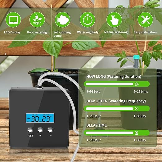 Automatic drip Irrigation SystemDIY Indoor Plant Watering SystemSelf-Priming Pump programmable Timer Indoor Pot Plant Watering Device