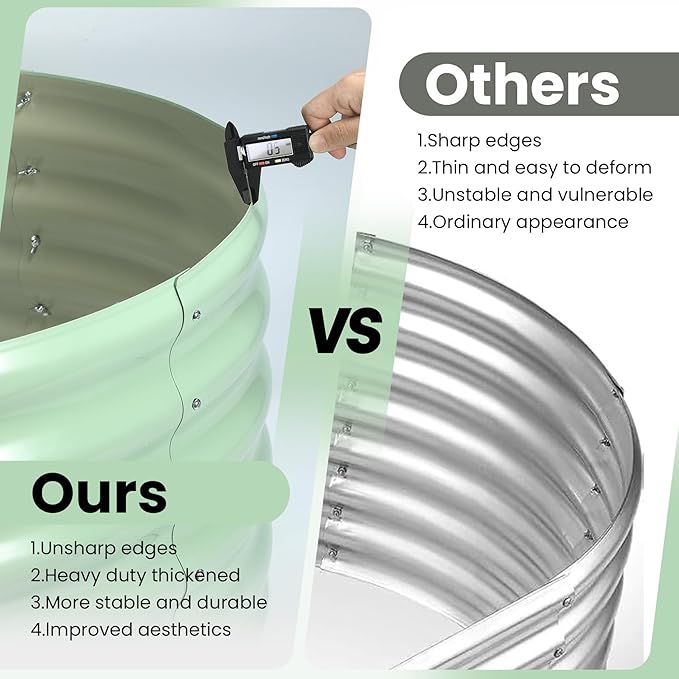 GarveeLife 8x2x1 ft Raised Garden BedGalvanized Raised BedGarden Boxes OutdoorOpen-Ended Base Galvanized PlanterPlanter Raised BoxesMetal Garden Box for Vegetables FlowersRubber EdgeGreen