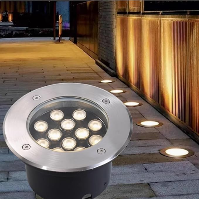 LED Landscape Light - Outdoor Buried Lights 220V Recessed LED Spotlights IP67 Outdoor Waterproof Embedded Underground Spotlights Ground Garden Courtyard Lights(Yellow15W)