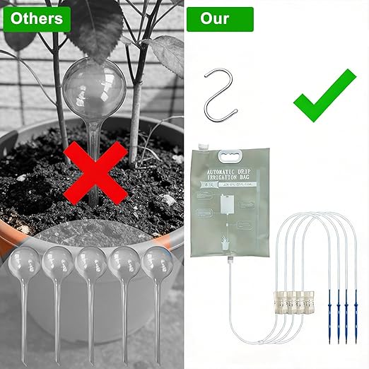 6.5L Plant Self Watering Bag Automatic Drip Irrigation System with 4 Adjustable Outlets &amp Precision Flow Control Valves Waterer for Indoor Outdoor Potted Plants &amp Flowers Vacation Care（3PCS