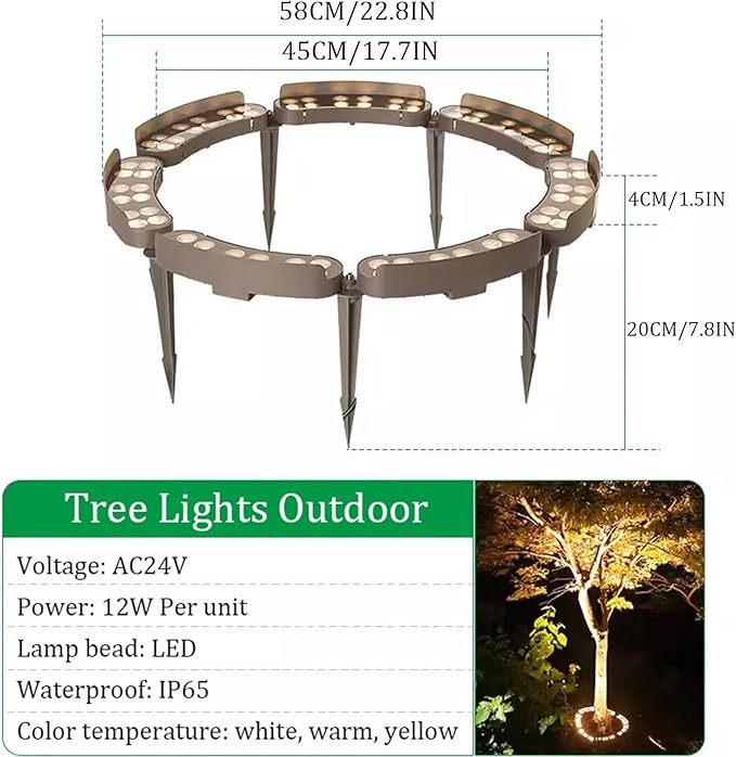 Palm Tree Lights 360° LED Ring Tree Lights Anti-Glare Hugger Outdoor for Villa Garden Landscape.Excluding Transformer(Blue7 lamp Heads)