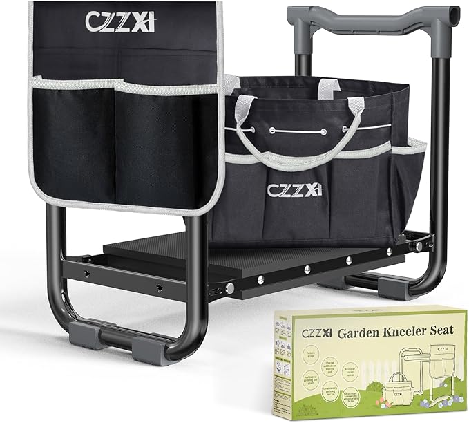 Garden Kneeler and Seat Wider and Thicker Kneeling Pad Heavy Duty Gardening Stool with Gardening Tool Pouch and Bag Garden Bench/Chair Gifts for Women Seniors