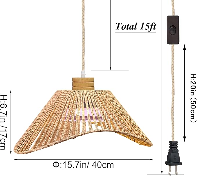 Boho Plant Growing Light by Remote Control with Integrated Circulating Fan Plug-in Twine Braiding Cord Full-Spectrum Fan Lamp Timer Swag Hanging Dimmable for Indoor Planting Portable 30W