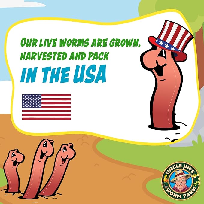 Uncle Jim's Worm Farm 1000 Count Red Wiggler Composting Worms Mix for Garden Soil or Fishing | Pack of Compost Worms Improves Soil Structure and Quality for Healthier Gardens