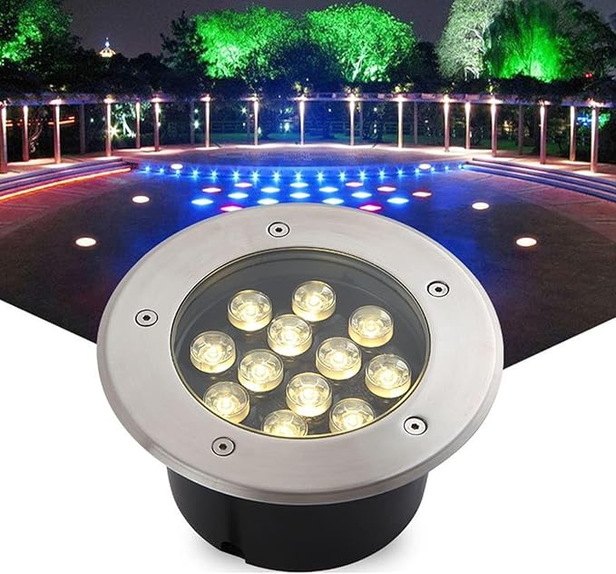 Outdoor LED Spotlight - Ground Projector Lights IP67 Waterproof Outdoor LED Recessed Spotlight Buried Garden Light LED Recessed Ground Spotlights For Garden Tree Landscape Lighting(Warm White9w(2