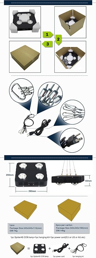 TL Full Spectrum 360w Spider COB LED Grow Light for Horticulture Indoor Plant Growing