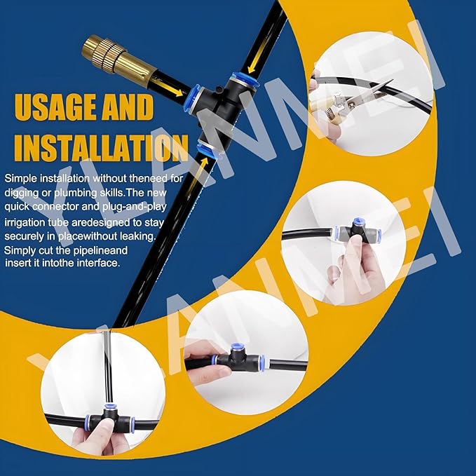 Irrigation System Kit Automatic Drip Irrigation System 360° Bendable Garden Irrigation Systems Garden Watering System Adjustable Bendable Nozzle Copper Sprayer System for Garden 30m/98.5ft+Timer