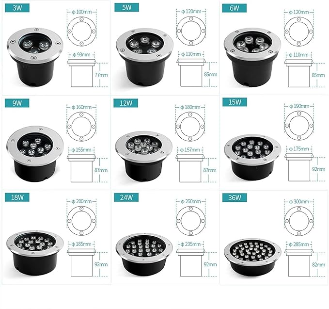24V IP68 Waterproof LED Landscape Lights - RGB 12W Recessed Underwater Spot Light for Ponds and Pools