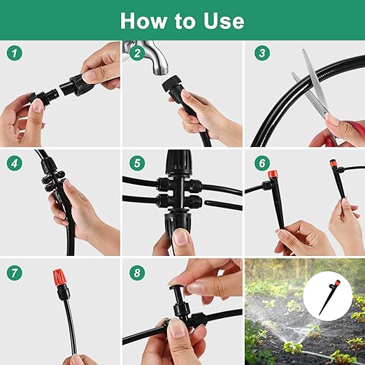 Complete 234FT Drip Irrigation System with 87 Quick Connectors - Automatic Sprinkler Kit for Lawn Raised Bed Greenhouse &amp Plant Watering. Includes 1/4'' Tubing Drip Emitters &amp Connectors