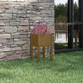 Honey Brown Raised Garden Planter 15.7x15.7x27.6 Solid Pine Wood Elevated Flower Bed Box Assembly Required for Patio Balcony Outdoor