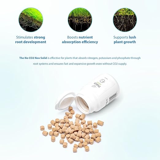 NeoSolid No CO2 - Root-Zone Nutrient Tablets for Freshwater Planted Aquariums CO2-Free Plant Booster for Rooted Aquarium Plants Aquascaping Essential - 100 Tabs