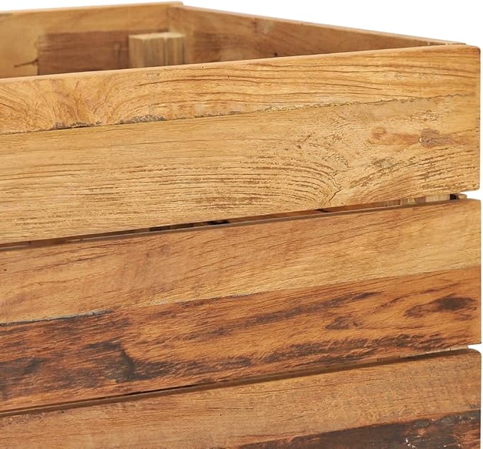 Elevated Garden Bed Planter Box | for Organic Herbs Vegetables Plants Flowers | Outdoor Planters Raised Bed 39.3x15.7x28.3 Recycled Teak and Steel [Lightning Shipping]