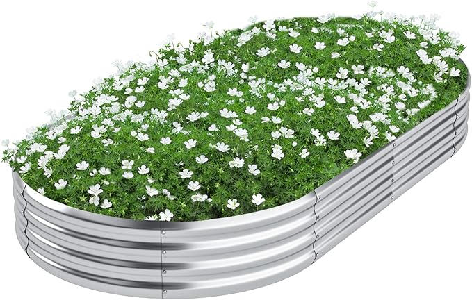 Galvanized Raised Garden Bed 8x4x1ftPlanter Raised Beds Outdoor for GardeningLarge Raised Planter Boxes for VegetablesFruitsFlowersMetal Raised Garden Bed