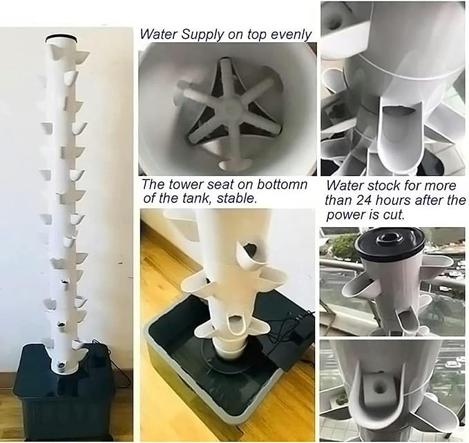 Hydroponic Tower Growing Kits 15 Floors 45 Plants Sites Vertical Grow Tower Self-Watering Growing System Farm Greenhouse Hydroponic Grow System//1pc