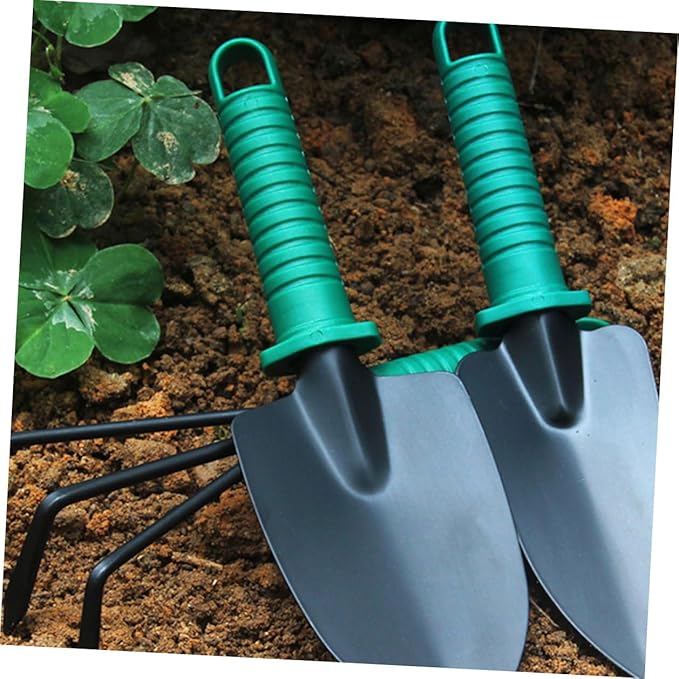 5pcs Garden Tool Set with Steel Shovel Rake Pruning Shears and Portable Carrying Case for Outdoor Planting and Flower Gardening