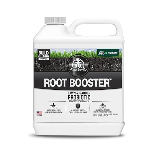 Turf Titan Root Booster – Grass Probiotic &amp Garden Booster – Natural Liquid Probiotic for Lawn Care – Green Lawn Enhancer for Yard Maintenance – Covers up to 8000 Sq Ft