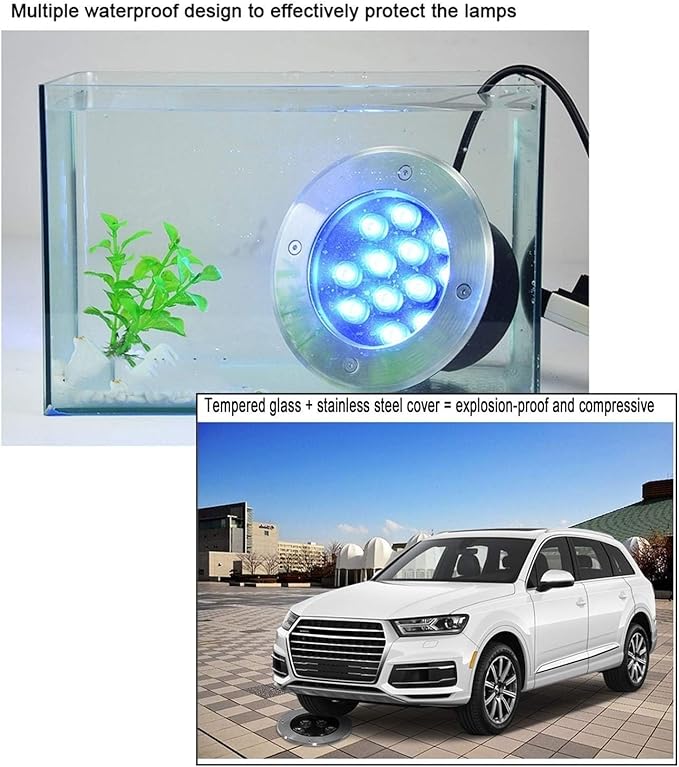 Outdoor Recessed Underground Light - Ground Landscape Lights Round Garden LED Underground Light IP66 Waterproof AC85-265V LED Recessed Ground Spotlights for Deck Driveway Patio Pathway (Yellow 18W