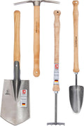 IDEALSPATEN Small Garden Tool Set Collection - 4 Piece Set - Panzer Field Shovel Heidelberg Hand Mattock Hanover Hand Rake Lübeck Hand Shovel