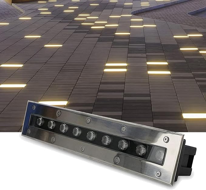Outdoor Buried Lights - Ground LED Landscape Lamp AC85-110V Led Recessed Ground Spotlight Rectangular Underground Light IP65 Waterproof Stainless Steel Garden Floor Lamp(Blue85-110V(9W)) (Blue