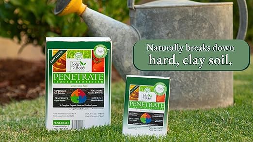 John&ampBob’s Penetrate Liquid Biotiller | Organic Clay Soil Treatment Break up Hard &amp Clay Soil 32oz. (4000 sq. ft.)