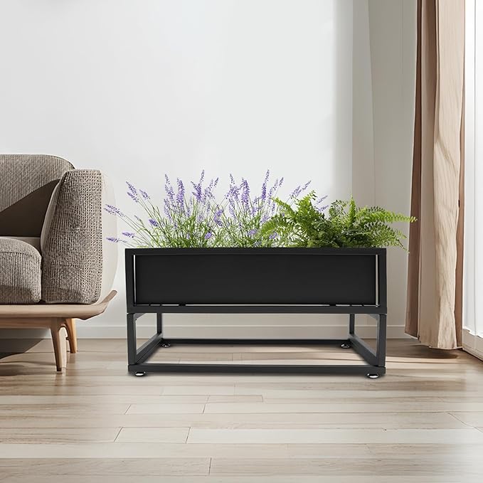 Standing Planter Box 14 Inch Outdoor/Indoor Metal Planter Box Elevated Garden Box Raised Garden Bed for Vegetable Flower Herb Fruit