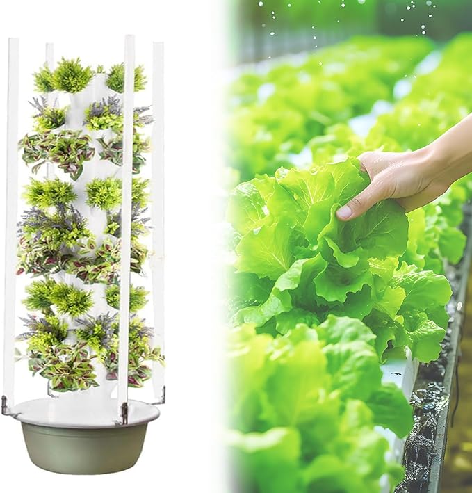 Hydroponics Growing System 20-36 Plants Indoor Vertical Tower Garden System Kit Hydroponic Growing Tower with 30L Tank Hydroponic Germination Kit for Gardening Lover 7Layer