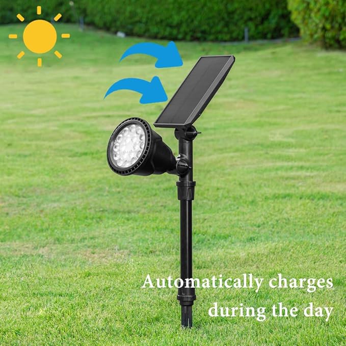 Solar Spot Lights Outdoor 2pack IP65 Waterproof18 LEDs Landscape Lighting with Warm White + RGB Color Changing for Garden Yard Backyard Driveway Pathway