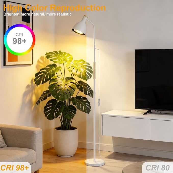 RDJ Bouns Grow Light Floor Lamp 75 Pro Standing Grow Light for Tall Indoor Trees 20W High-CRI 3000K Warm White Full Spectrum Auto 4/8/12H Timer Flexible Gooseneck for Fiddle Leaf Fig &amp Monste