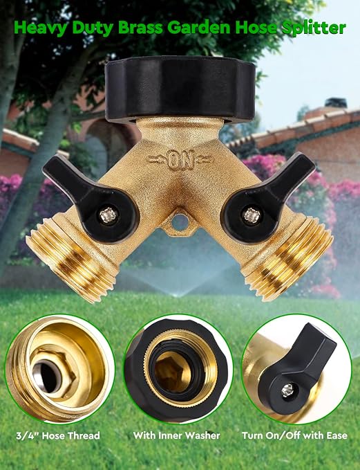250FT Drip Irrigation System for Garden - 50FT 1/2 Main Tube &amp 200FT 1/4 Branch Tubing Brass Splitter Quick Connect Design Perfect for Outdoor Plants Raised Beds Greenhouses