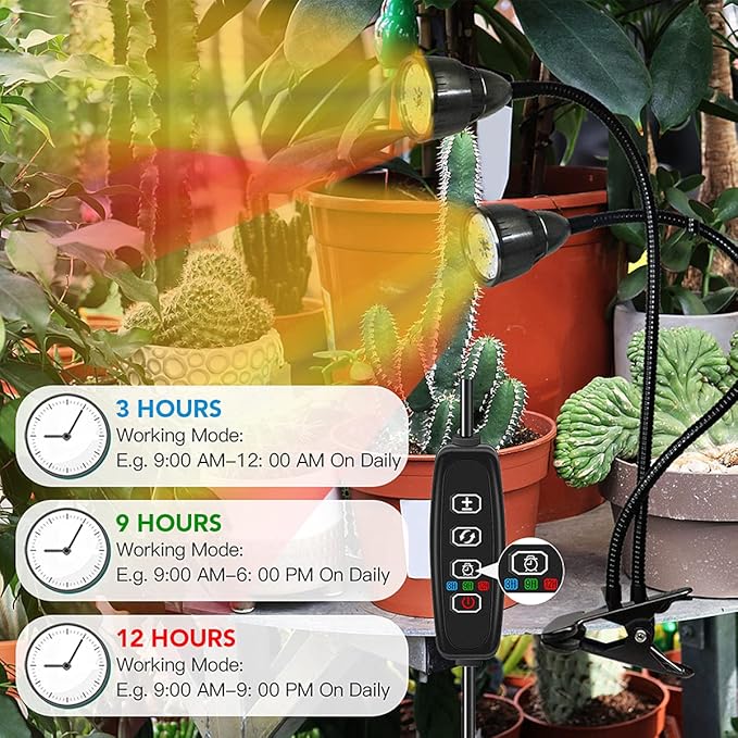 Grow Light for Indoor Plants Growing Juhefa Gooseneck Clip-on Plant Lamp for Seedlings Succulents Seed Starting3 Modes &amp 10-Level Brightness with Timer 3 9 12 Hrs