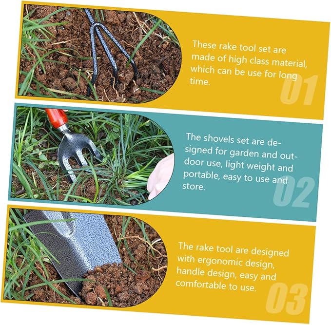 TOYANDONA 1set Garden Tool Kit Rake Hoe Shovel for Efficient Outdoor Gardening Planting Vegetables and Soil Loosening of High-Grade Gardening Tools