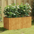 Corten Steel Garden Raised Bed Ample Space Outdoor Planter Box with Open Bottom Metal Raised Planter Bed for Vegetables Flowers 31.5x15.7x15.7 Brown-260