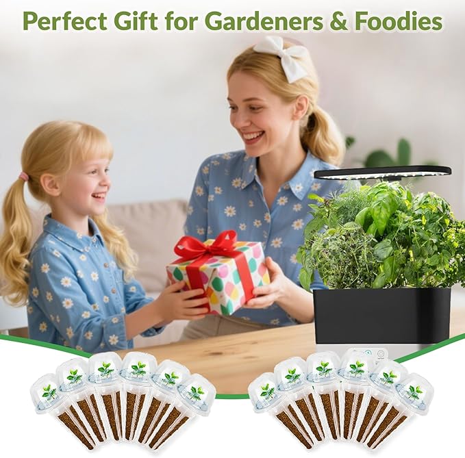 Salsa Seed Pods Kit Hydroponic - 12 Refill Grow Pods with 6-Packet Seeds of Basil Cherry Tomato Bell Pepper Cherry Radish &amp Cilantro Hydroponic Pods Compatible with All Hydroponics Growing Sys