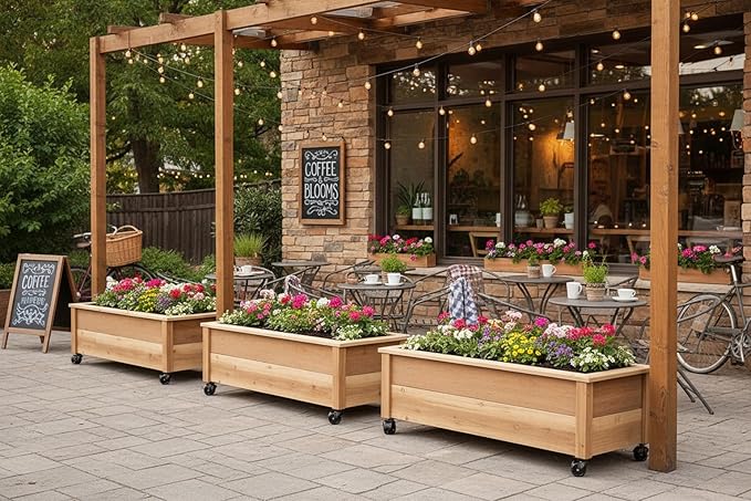 Cedar Raised Garden Bed Planter Box with Caster Wheels – Rolling Wooden Planter for Patio Balcony &amp Outdoor Spaces – Made in USA