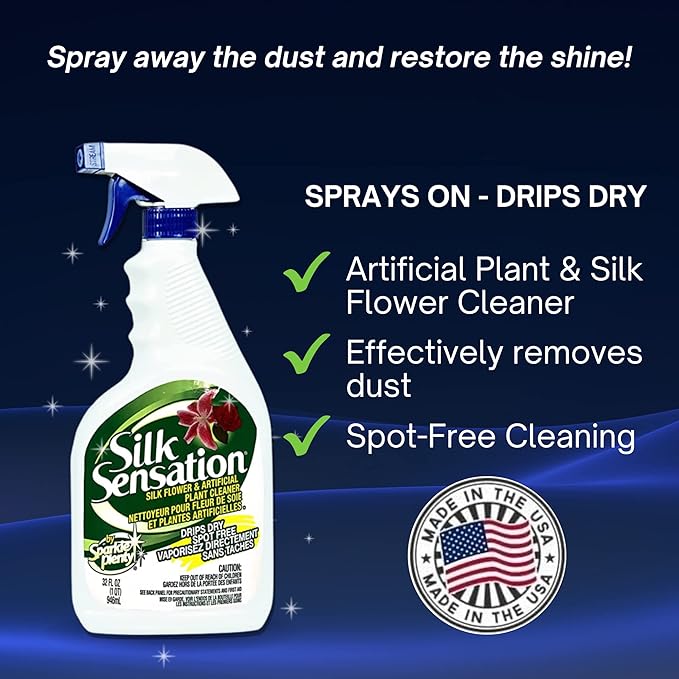 Sparkle Plenty Silk Sensation Cleaning Solutions Bundle - Sparkle Plenty Chandelier Cleaner Drip Dry Spray No Wipe &amp Silk Plant Cleaner Spray No Wipe - Artificial Plants &amp Flowers Spray Away C