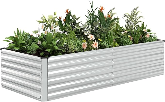 8x4x2 ft Raised Garden Bed Large Metal Planter Raised Beds Planters for Outdoor Plants for Vegetables Flowers Herbs Fruits and Succulents.