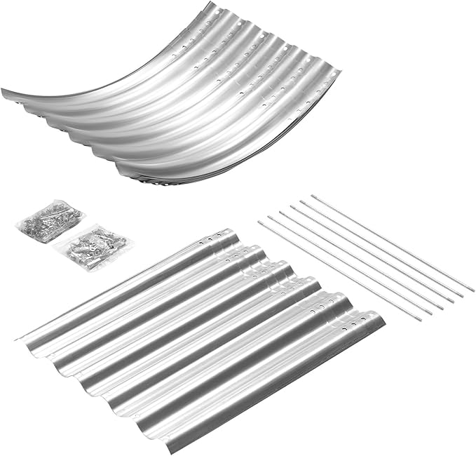 Land Guard Galvanized Metal Raised Garden Bed Kit 8x4x1.5ft Large Planter Boxes Outdoor Oval Gardening Box Patio Garden Planter Box for Vegetables (Silver)