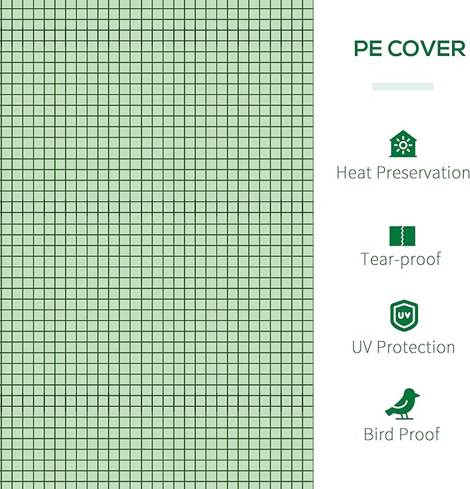 10' x 3' x 2.5' Greenhouse Portable Tunnel Green House with Roll Up Zippered Doors UV Waterproof Cover Steel Frame Green