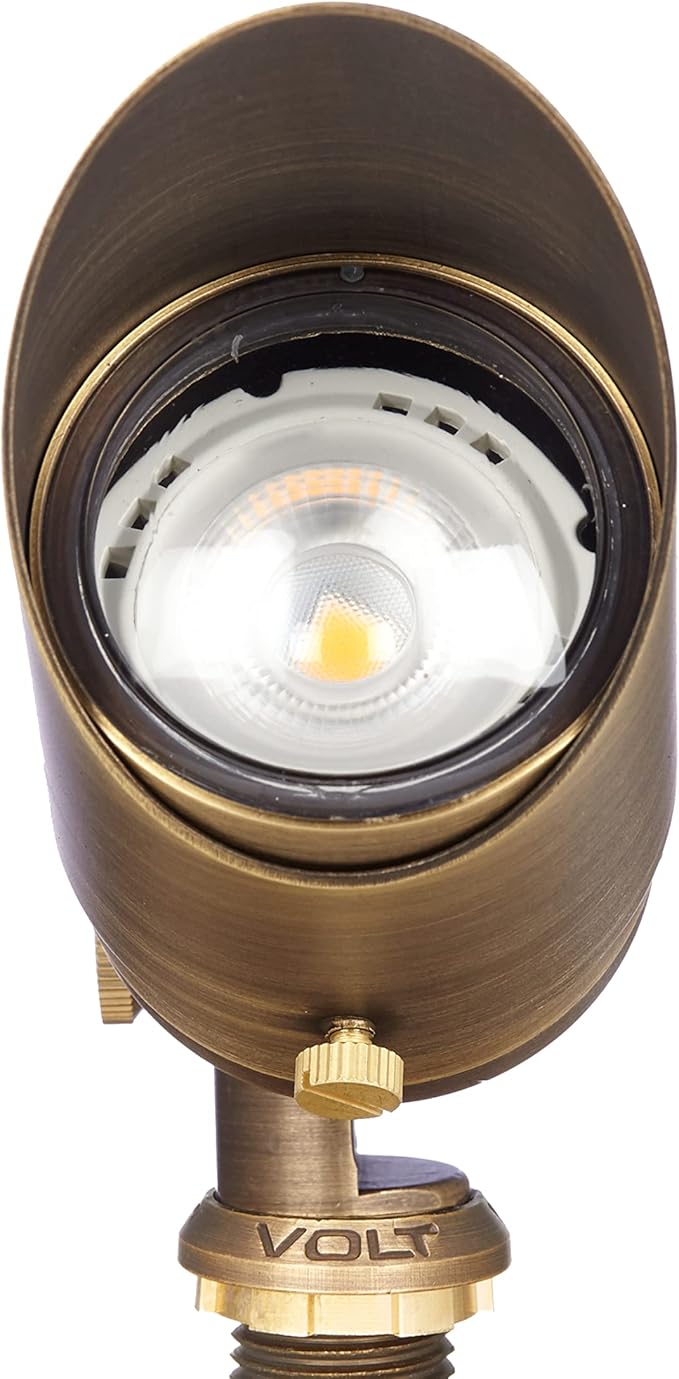 VOLT Top Dog 12V Cast Brass Outdoor Spotlight (Bronze) for Low Voltage Landscape Lighting of Yard Lawn Garden Patio Trees &amp House