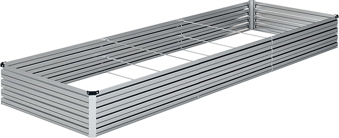 12x4x1FT Galvanized Raised Garden Bed KitVegetable Boxes-Rectangle Metal Flower BoxLarge Planter Raised Beds Outdoor Garden for PlantingFruitHerb-Silver