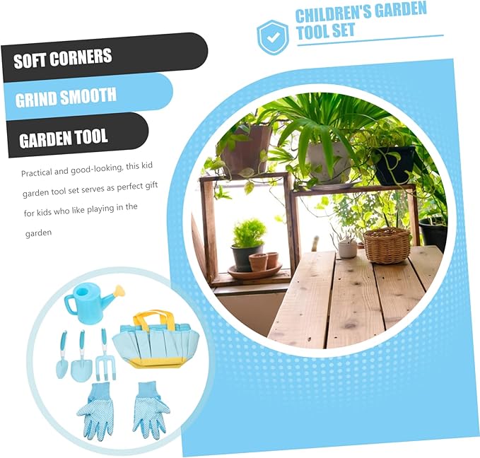 Boy Girl Gardening Tools Set Plastic Gardening Shovel Rake Trowel Watering Can for Comfortable Grip for Boy Garden Activities