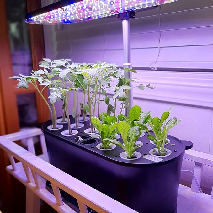 EAGLE PEAK 15 Pods Hydroponics Growing System with WiFi 5.5 L Water Tank Smart Indoor Plants Germination Kit with LED Grow Light Pump System Adjustable Height for Home Kitchen Gardening Black