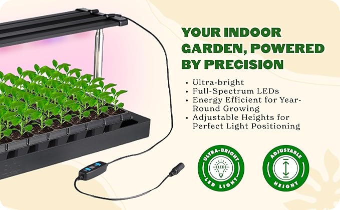 Epic Gardening Seed Starting Bundle - Heat Mat &amp Standard Full-Spectrum Grow Light | Heavy-Duty 10 x 20.75 Mat &amp Adjustable LED Light with Timer | Indoor Germination Seedling Growth &amp P