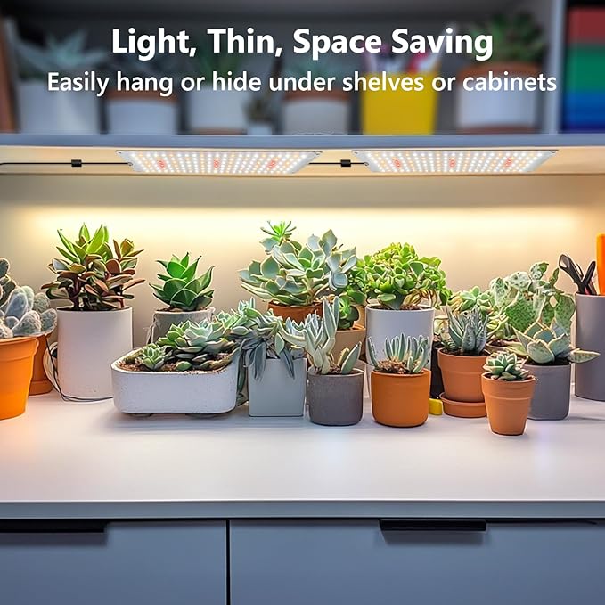 Garpsen Grow Light 6000K Full Spectrum Plant Lights for Indoor Growing with Auto Timer 6/12/16H 5 Dimmable Levels &amp 3 Color Modes 552 LEDs Grow Lamp Panel for Seed Starting Veg and Bloom(4Pane