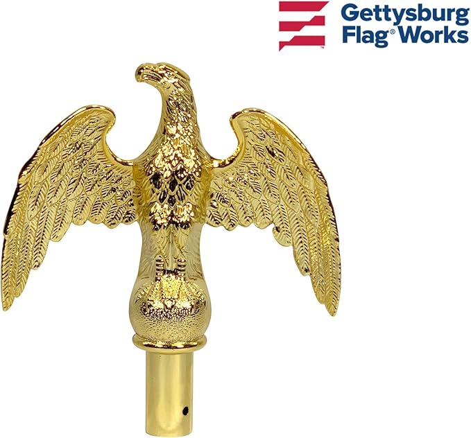 3x5' US Indoor Flag Set on 8' Pole - Complete Indoor Presentation Mounting Flag Set (Stand Pole Eagle and US Flag) for business government school office or other formal flag display.